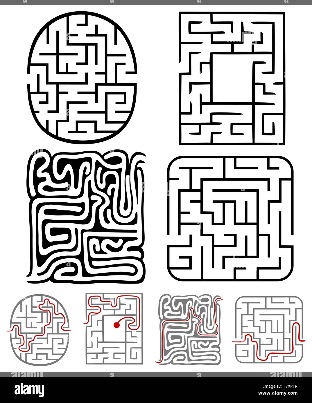mazes or labyrinths diagrams set Stock Vector Image & Art Alamy
