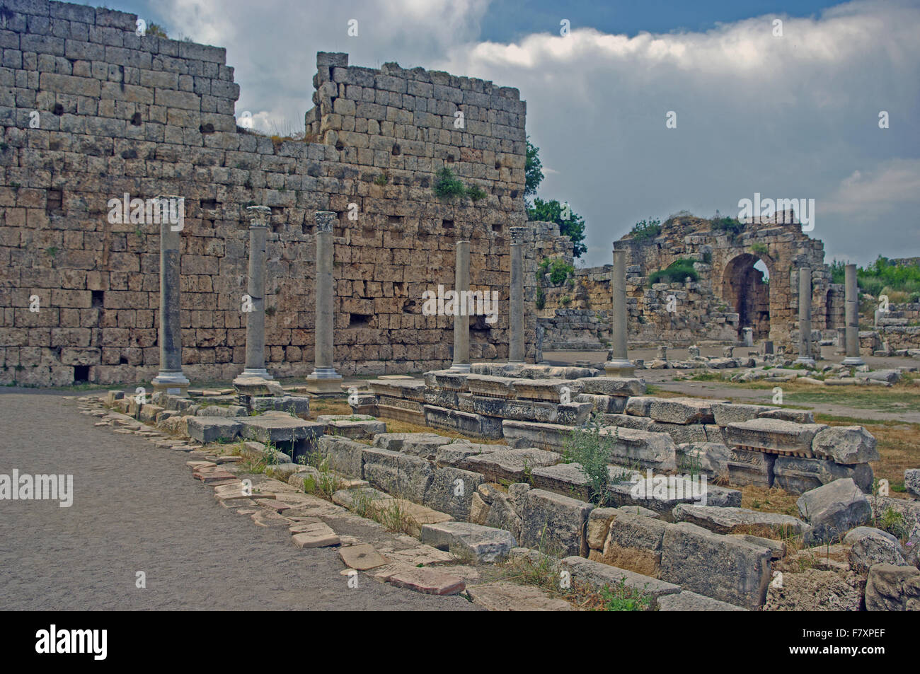 Perge Roman Ruin Remains Room Wall Turkey Stock Photo