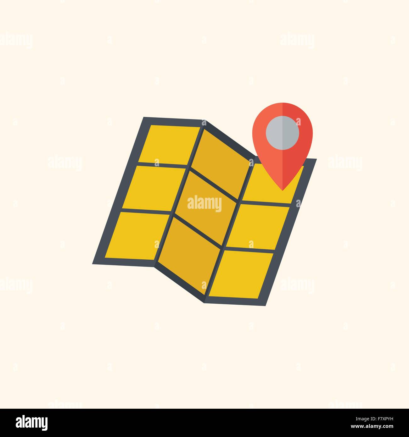 Map. Travel Flat Icon Stock Vector