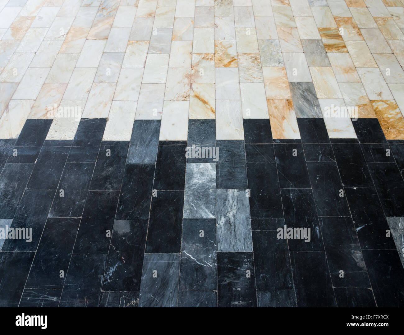 Duo tone marble tile of the house floor. Stock Photo