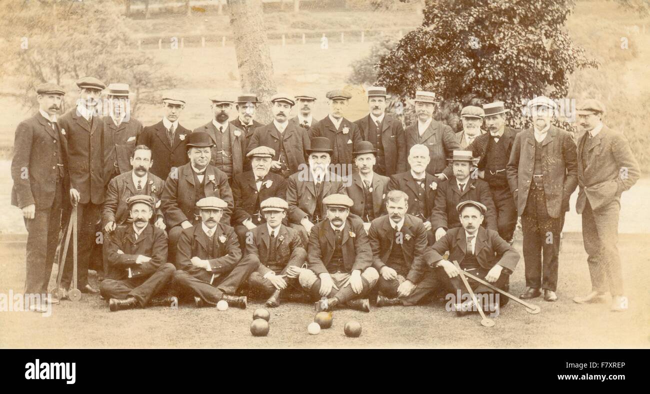 Portrait photograph of members of bowling club Stock Photo