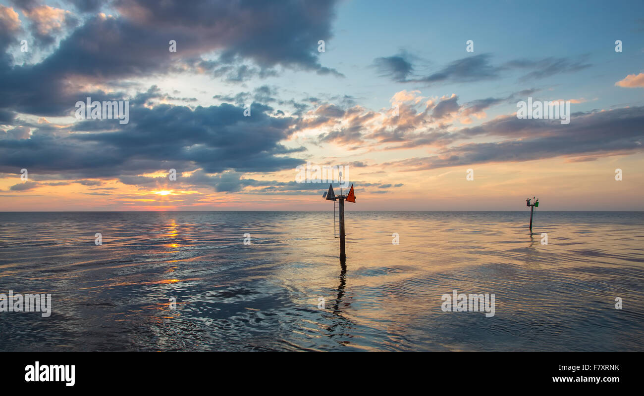 Late afternoon on the South Jetty into Gulf of Mexico in Venice Florida Stock Photo