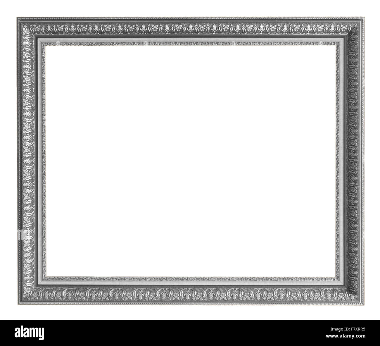 Silver picture frame isolated on white background Stock Photo - Alamy
