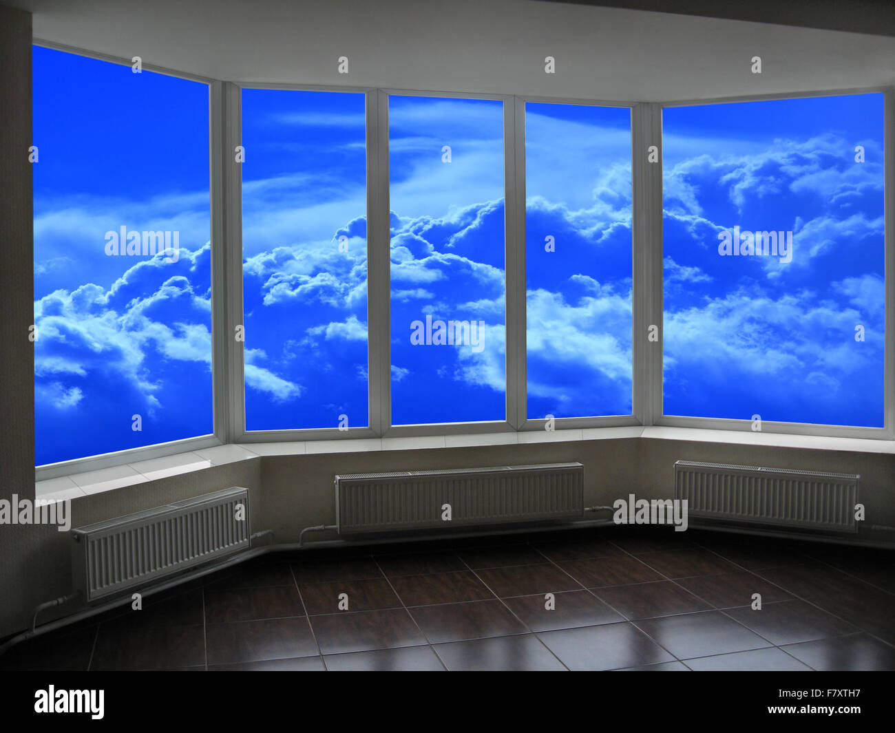plastic windows overlooking the blue beautiful heaven Stock Photo Alamy