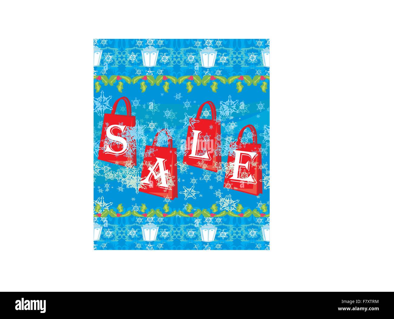blue christmas background with sale offer Stock Vector