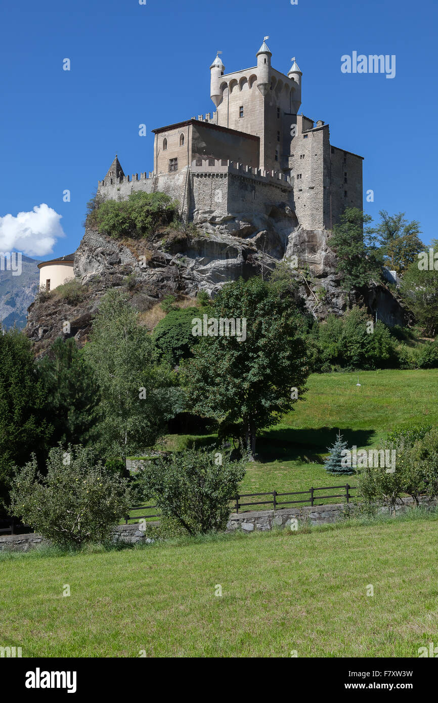 Castle at Saint Pierre, Aosta Valley, Italy Stock Photo