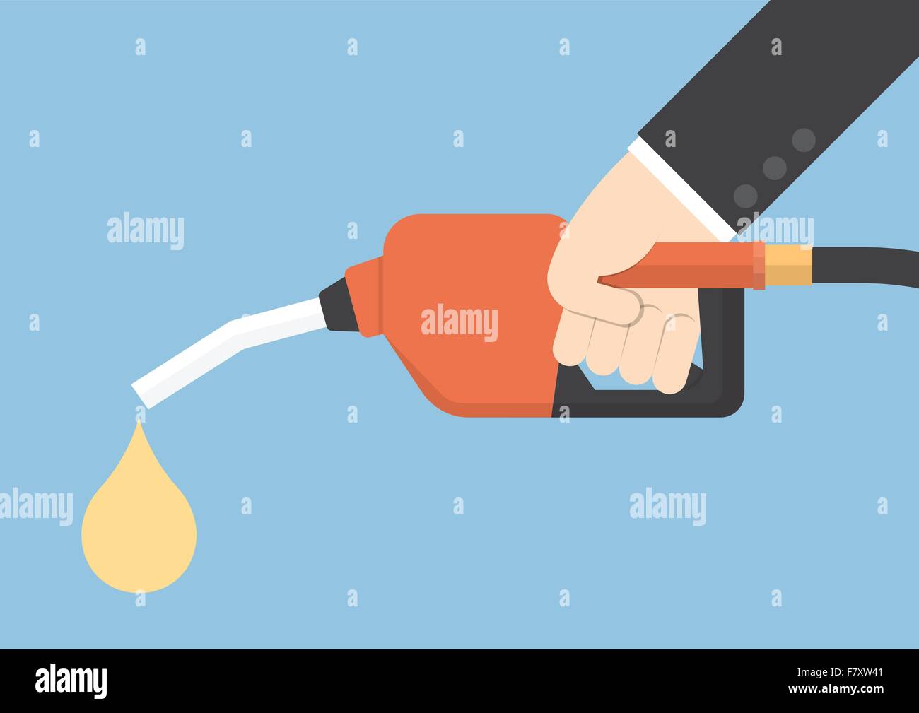 Hand holding gas fuel pump nozzle, VECTOR, EPS10 Stock Vector Image