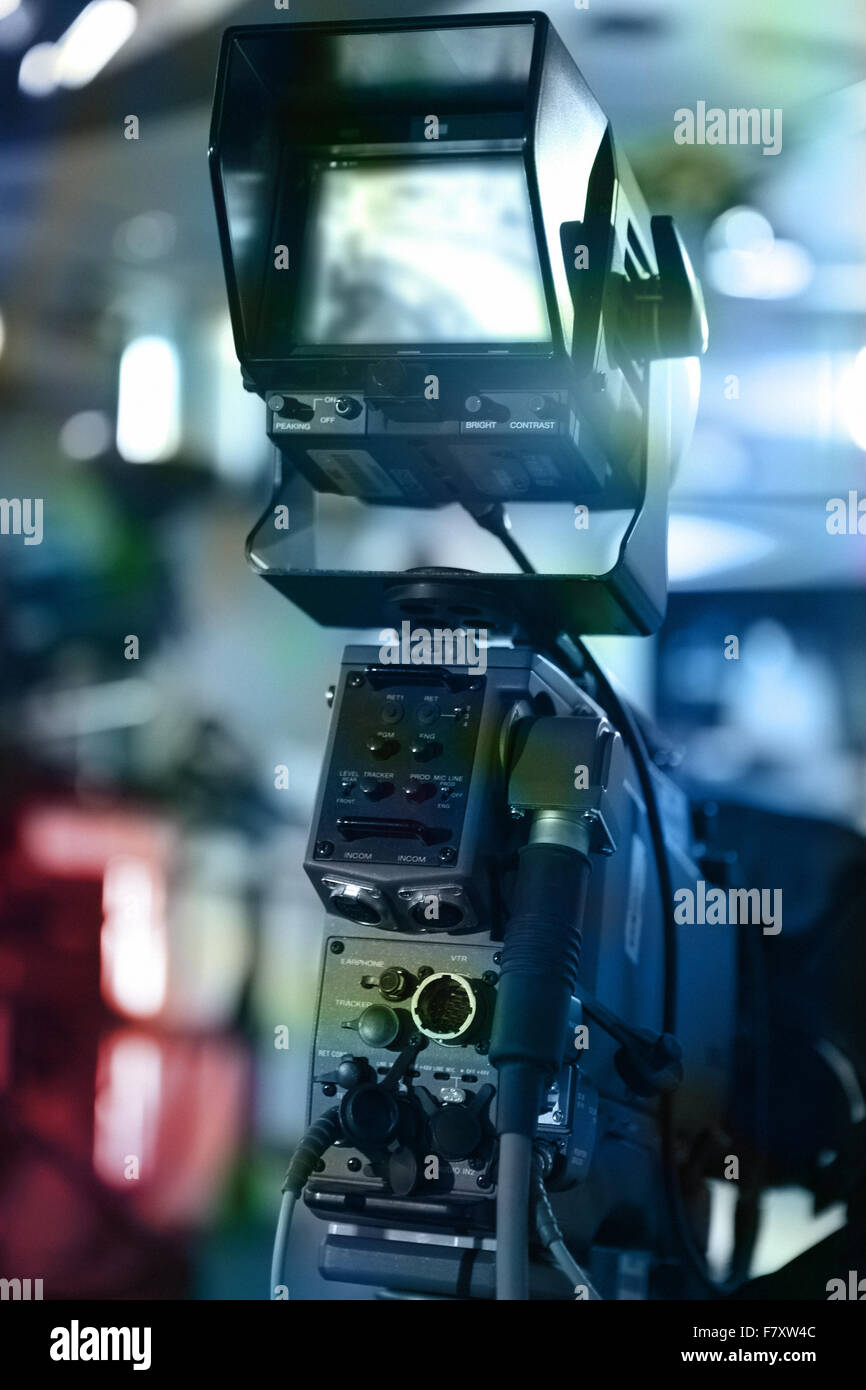 tv broadcasting production and professional camera in a tv studio set