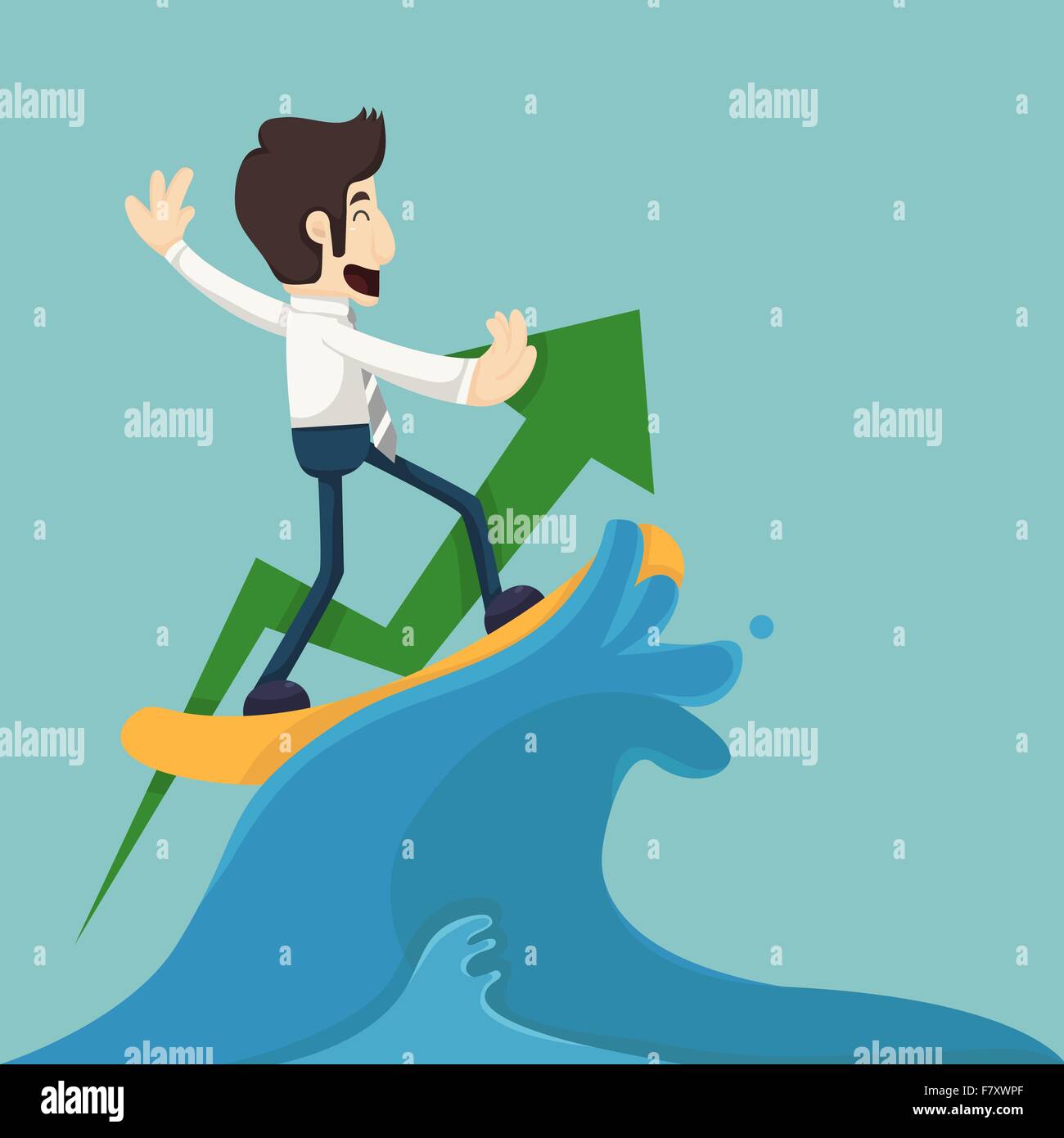 Businessman surfing on wave Stock Vector Image & Art - Alamy