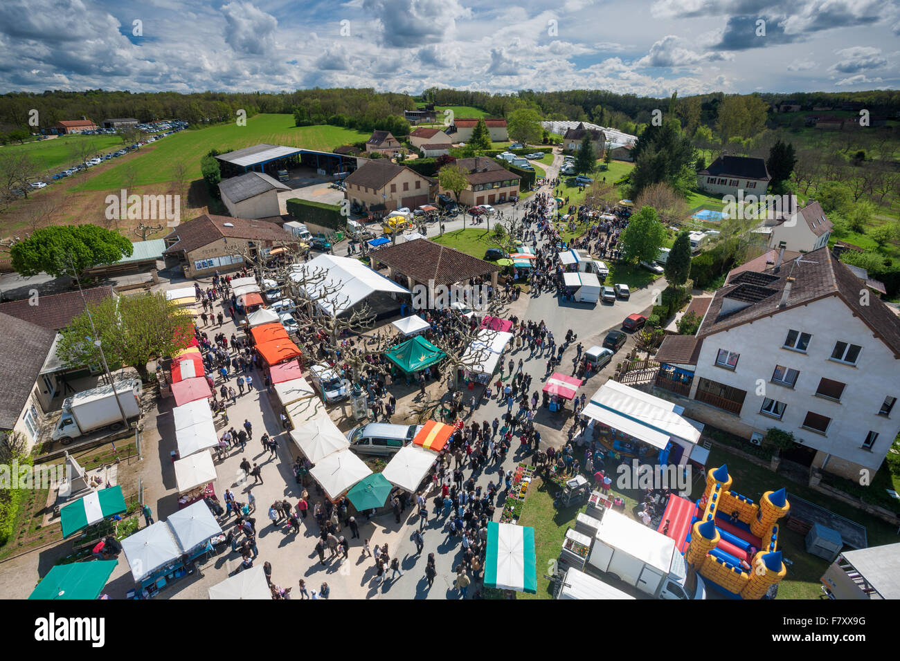 High above a local fete taken from a crane Stock Photo