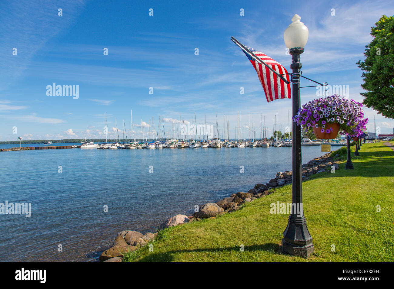 Downtown waterfront in Bayfield Wisconsin on Lake Superior Stock Photo Alamy