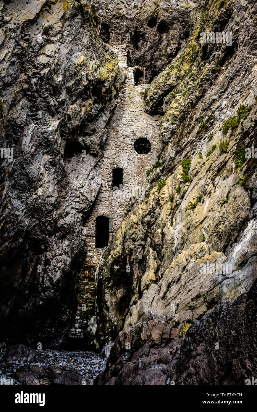 Culver Hole a historic dovecote built into cliffs near Port Eynon on the Gower peninsula in South Wales UK Stock Photo
