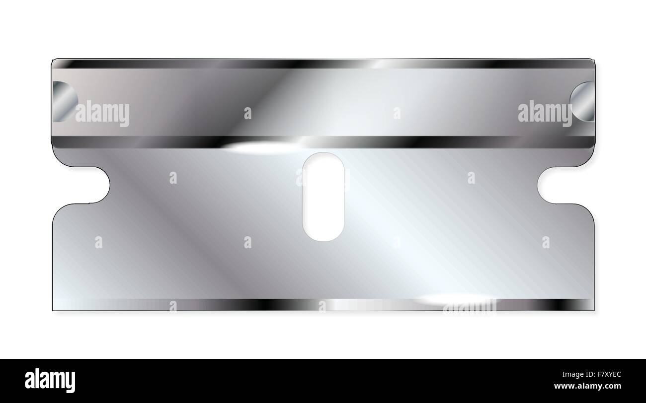 A safety razor blade with one edge only over a white background Stock ...