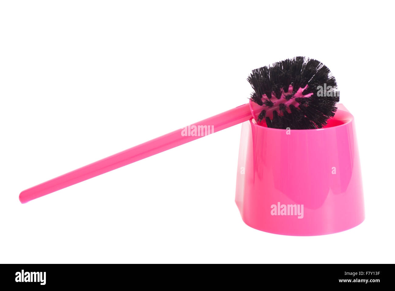 Pink Toilet brush isolated on white background Stock Photo