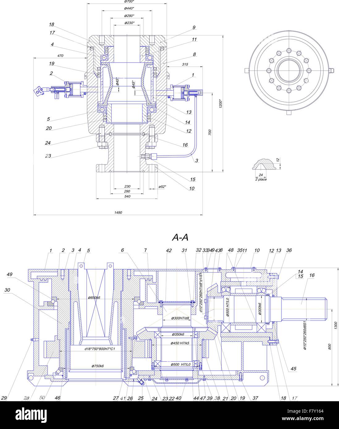 Engineering drawing of industrial equipment Stock Vector Image & Art