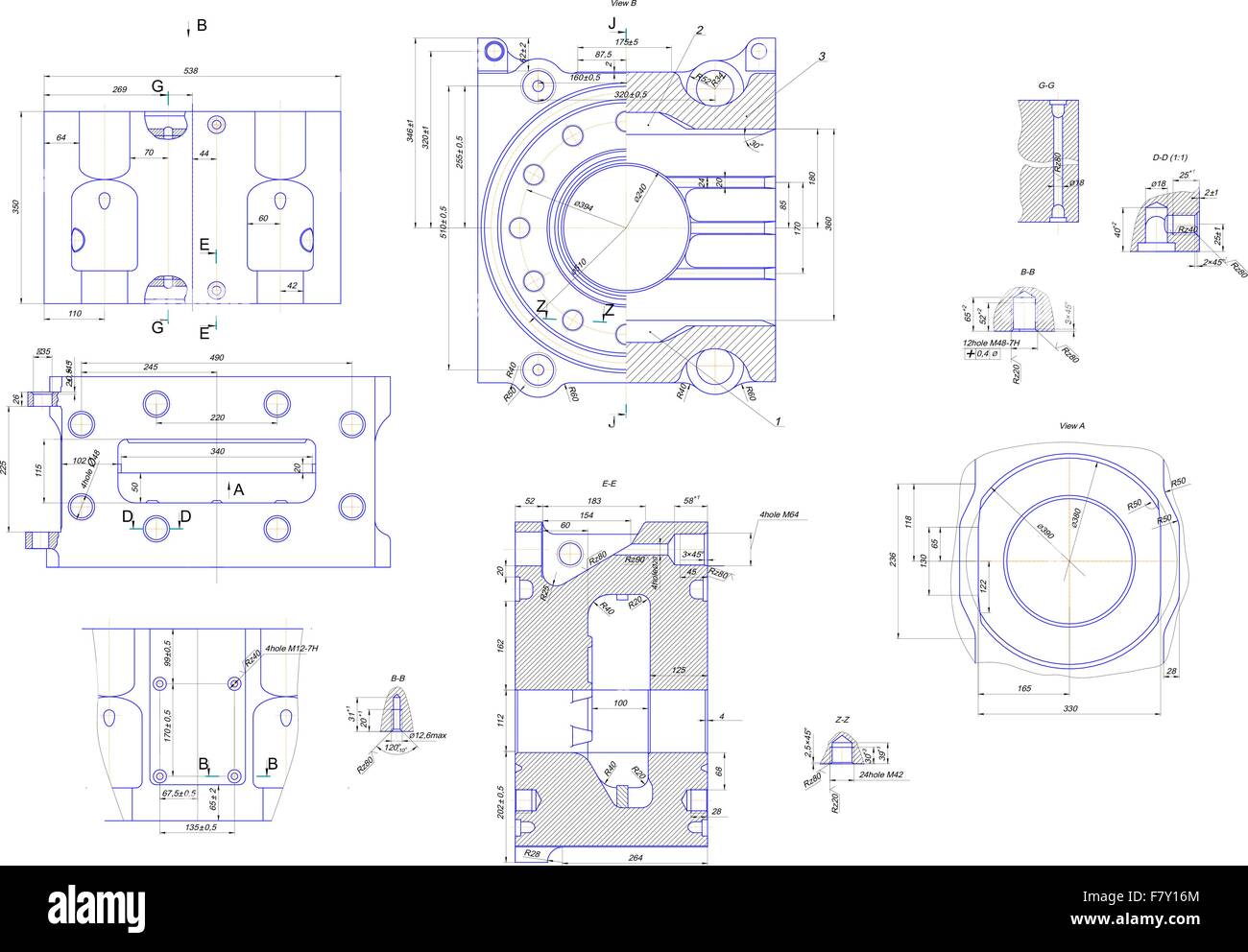 Engineering drawing of industrial equipment Stock Vector Image & Art
