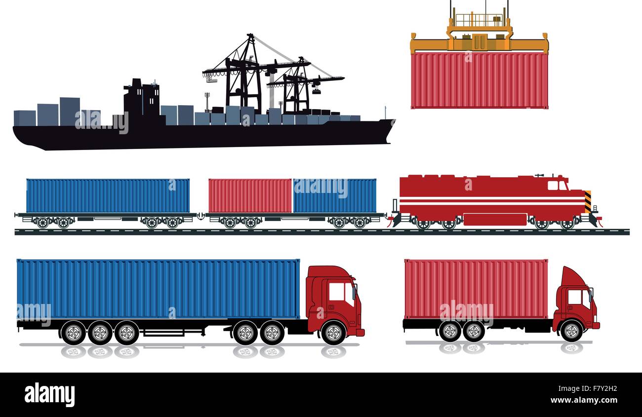 Loading and sending of containers Stock Vector