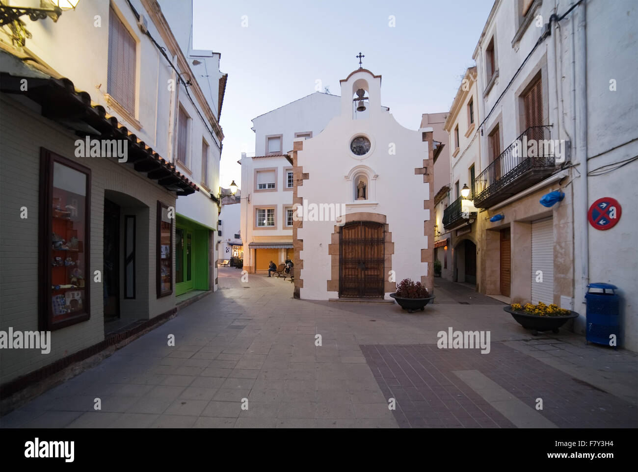 Street in old mediterranean town. Tossa de Mar, Spain Stock Photo