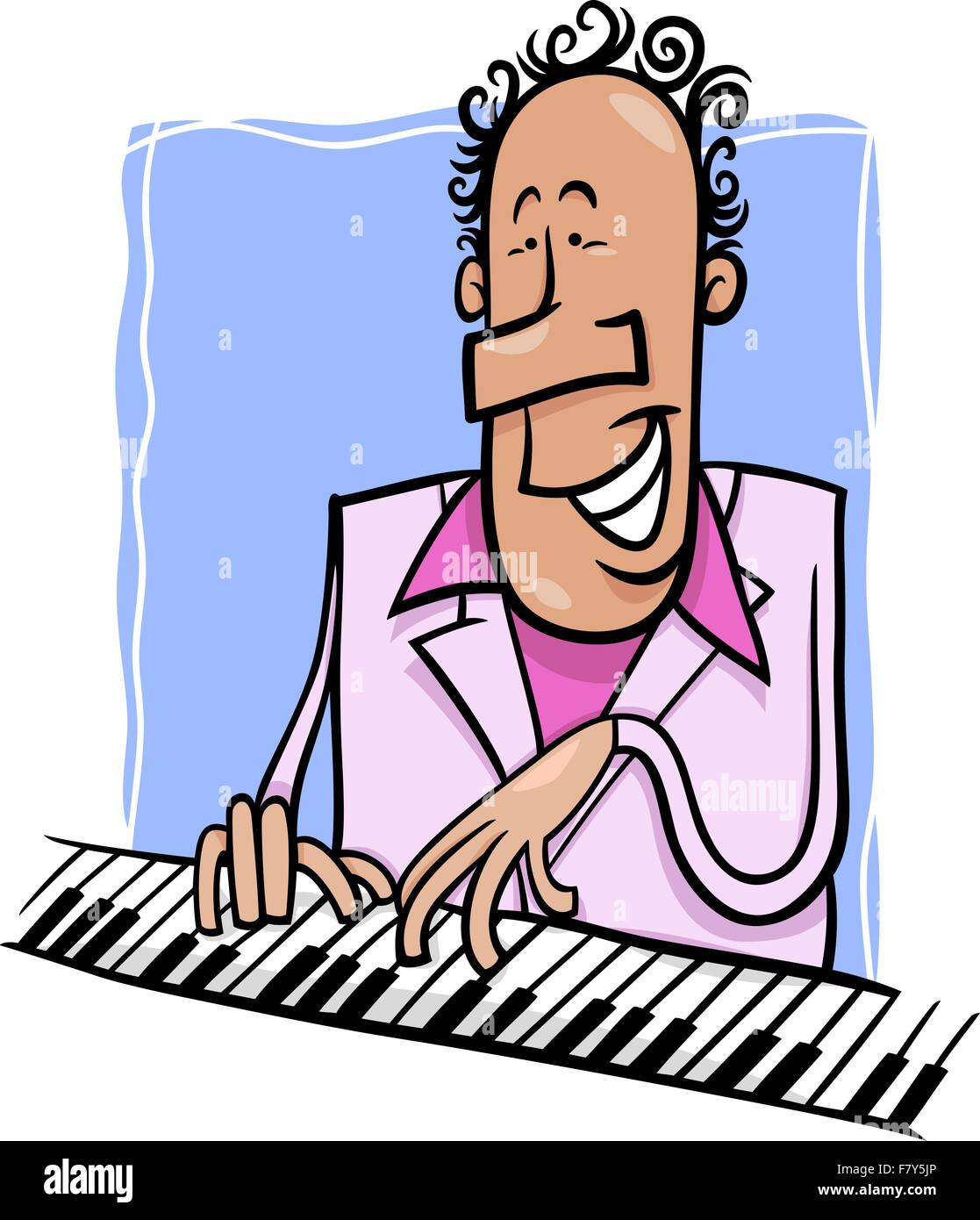 jazz pianist cartoon illustration Stock Vector