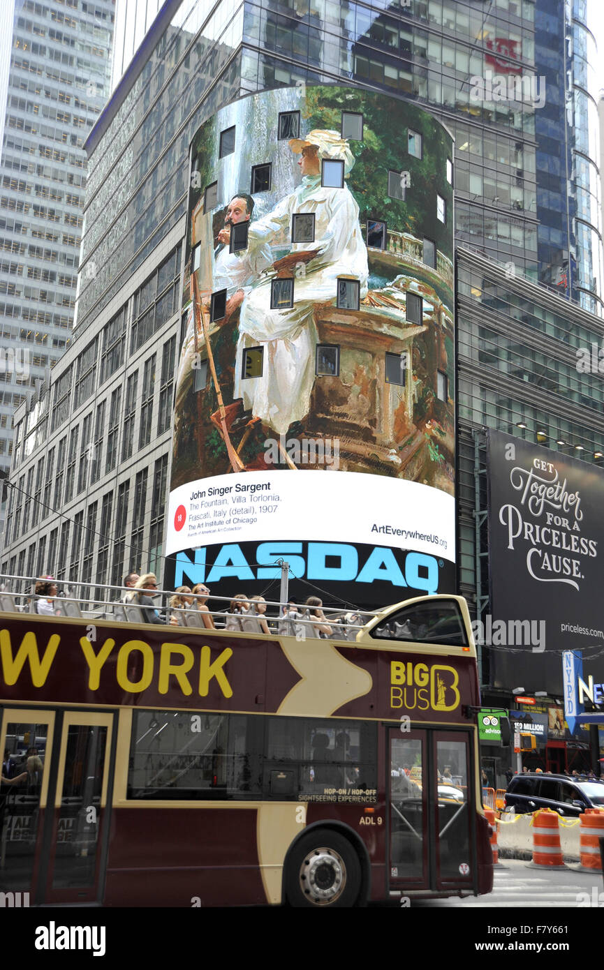 John Singer Sargent painting appears on a digital billboard in New York's times Square during the Art Everywhere event. Stock Photo