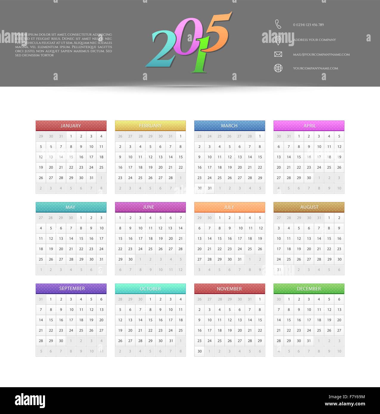 Calendar for 2015 year Stock Vector Image & Art - Alamy
