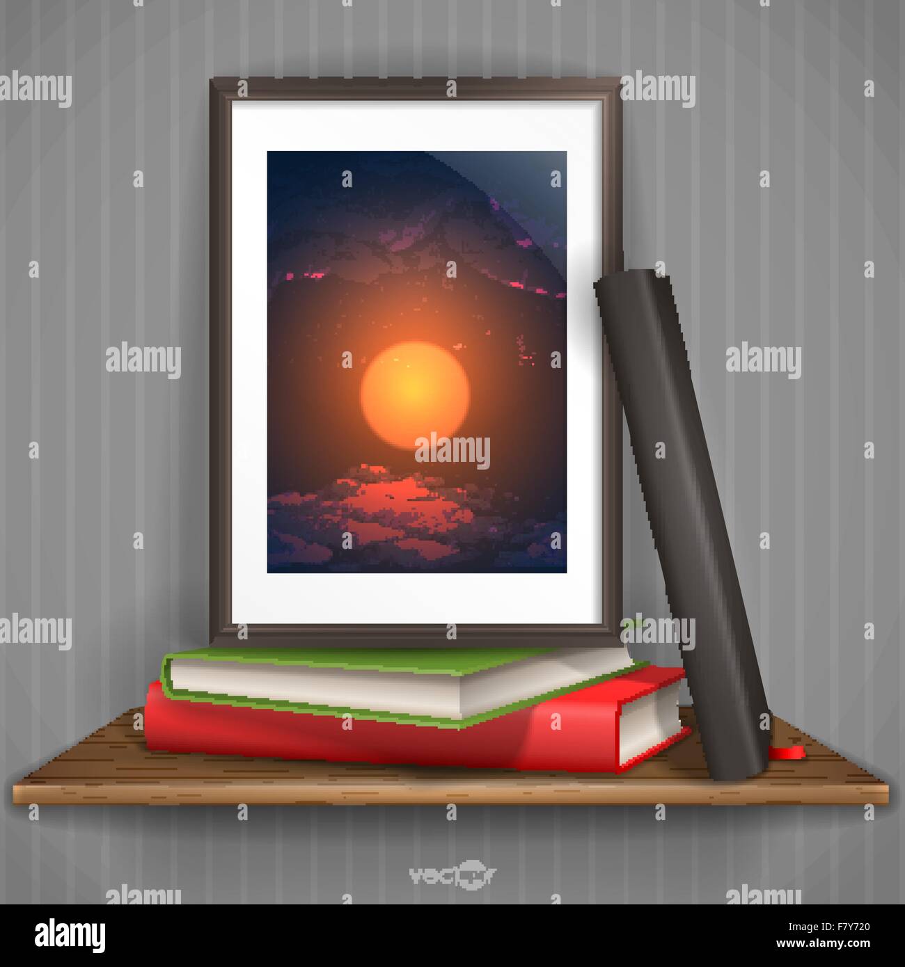 Wood Shelf With Photo Frame Stock Vector Image & Art Alamy
