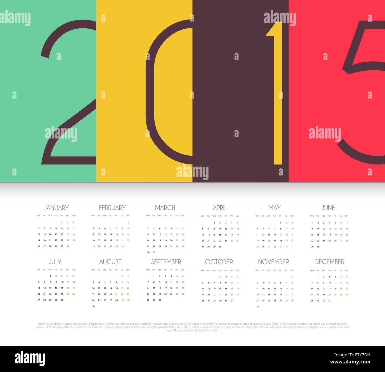 Calendar for 2015 year Stock Vector Image & Art - Alamy
