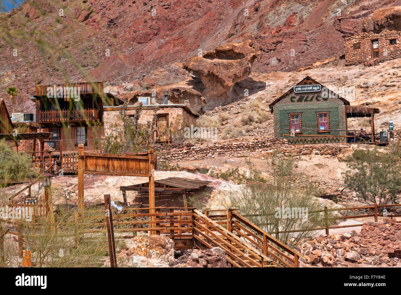 Ghost town in the Nevada desert. Historical abandoned mining town now tourist attraction near Las Vegas, old Western town. Stock Photo
