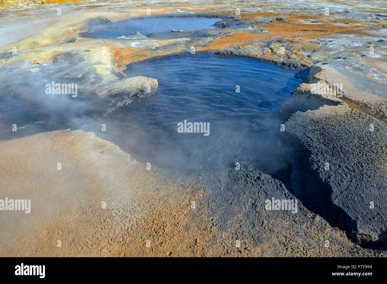 Fumaroles and solfatare, Hverarönd, Namafjall, steam and sulfur water, Myvatn Region, Iceland Stock Photo