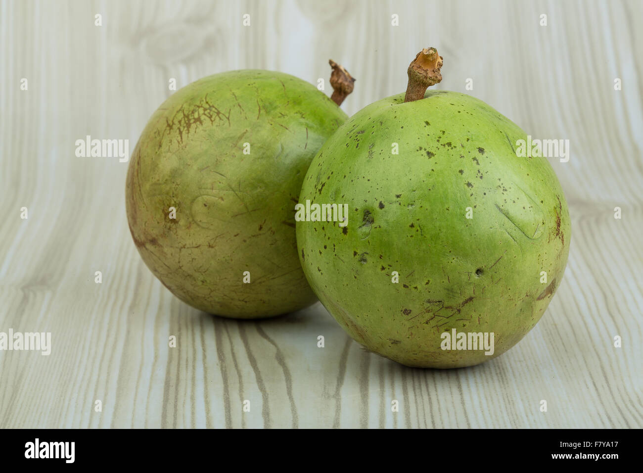Asian fruit Sapote - on wood background Stock Photo
