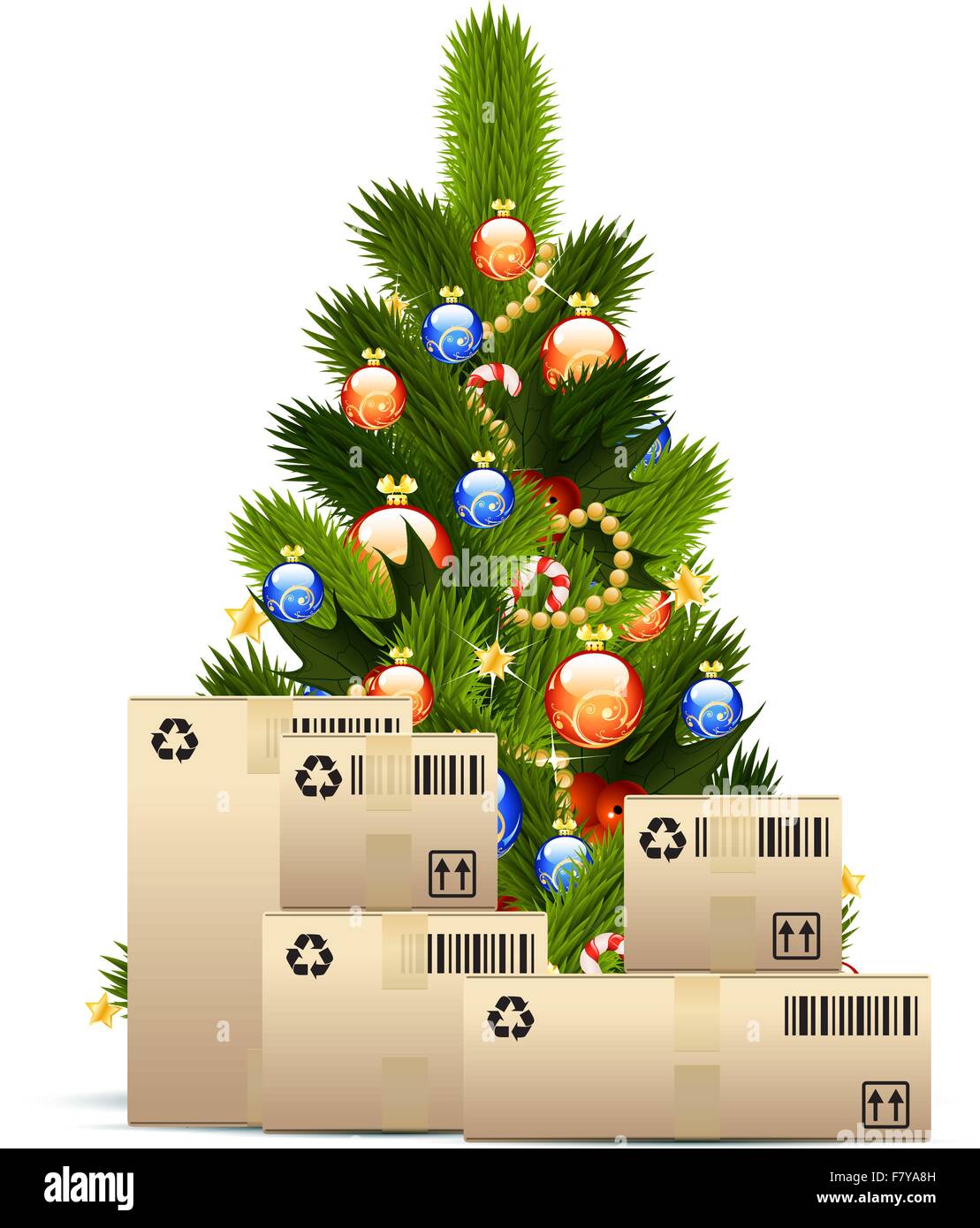 Christmas Tree with Cardboard Boxes Stock Vector Image & Art Alamy