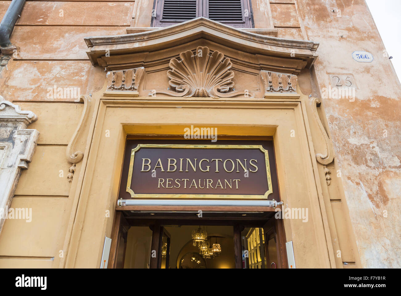 Sign for Babingtons Restaurant, or Babington's Tea Rooms, at the Spanish Steps, Rome, Italy, a