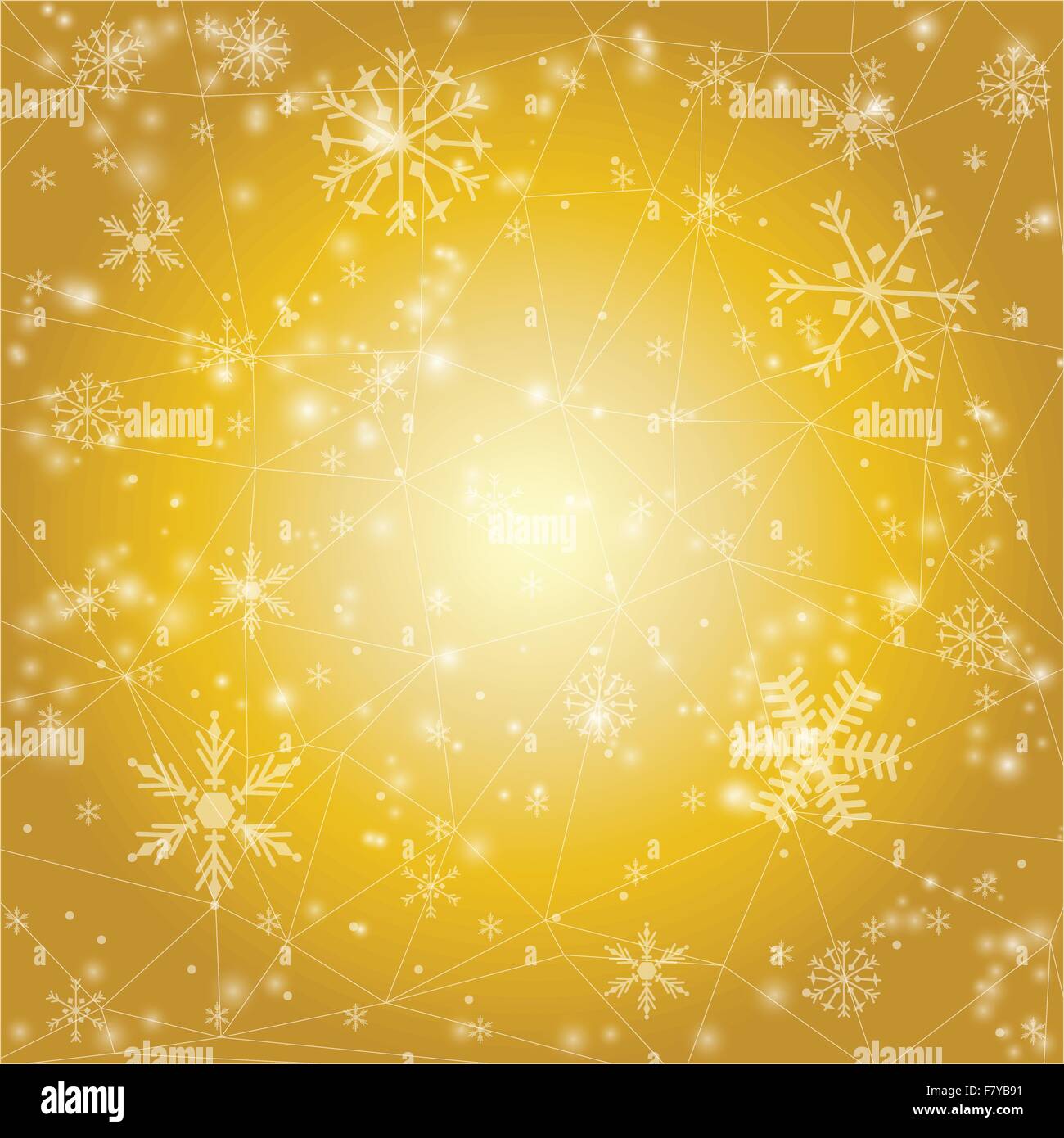 Vector Christmas background with snowflakes on golden background Stock ...