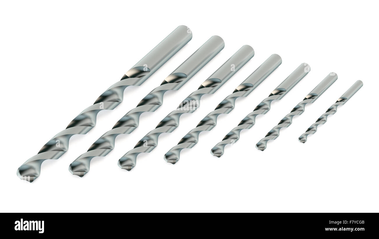 set of drill bits isolated on white background Stock Photo Alamy