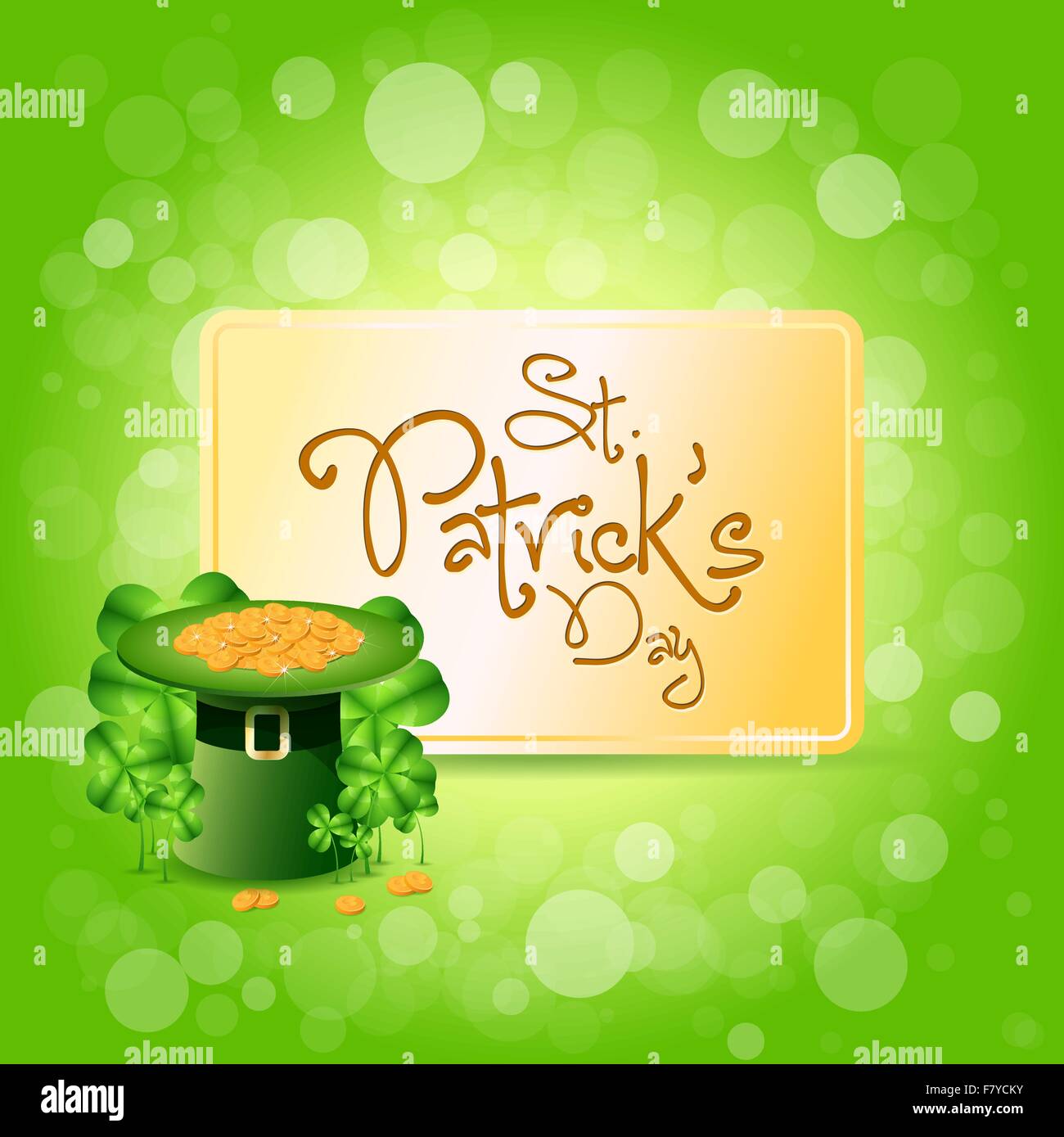 St. Patricks Day Card with  Leprechaun Hat Stock Vector