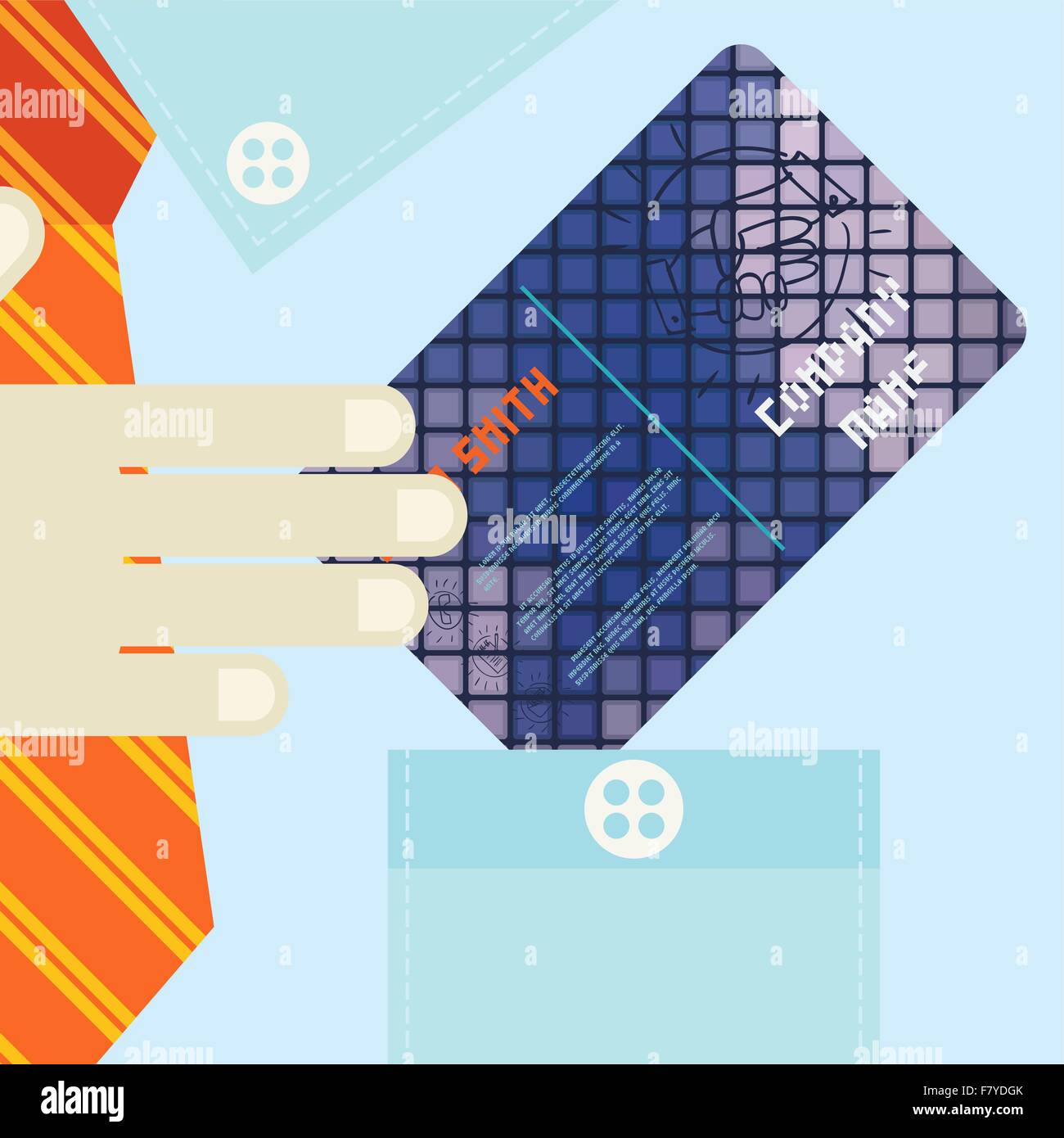 Hand Holding Business Card In Flat Design Style Stock Vector Image ...