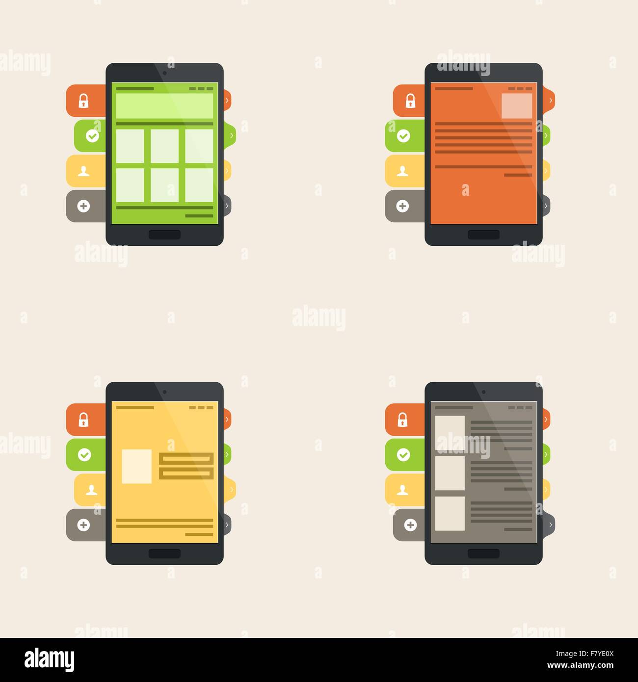 Set of flat  interface concept for web and mobile phone services Stock Vector