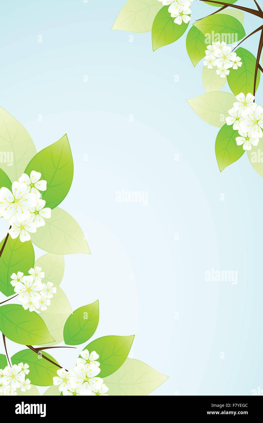 Blue flowers with green leaves Stock Vector Images - Alamy