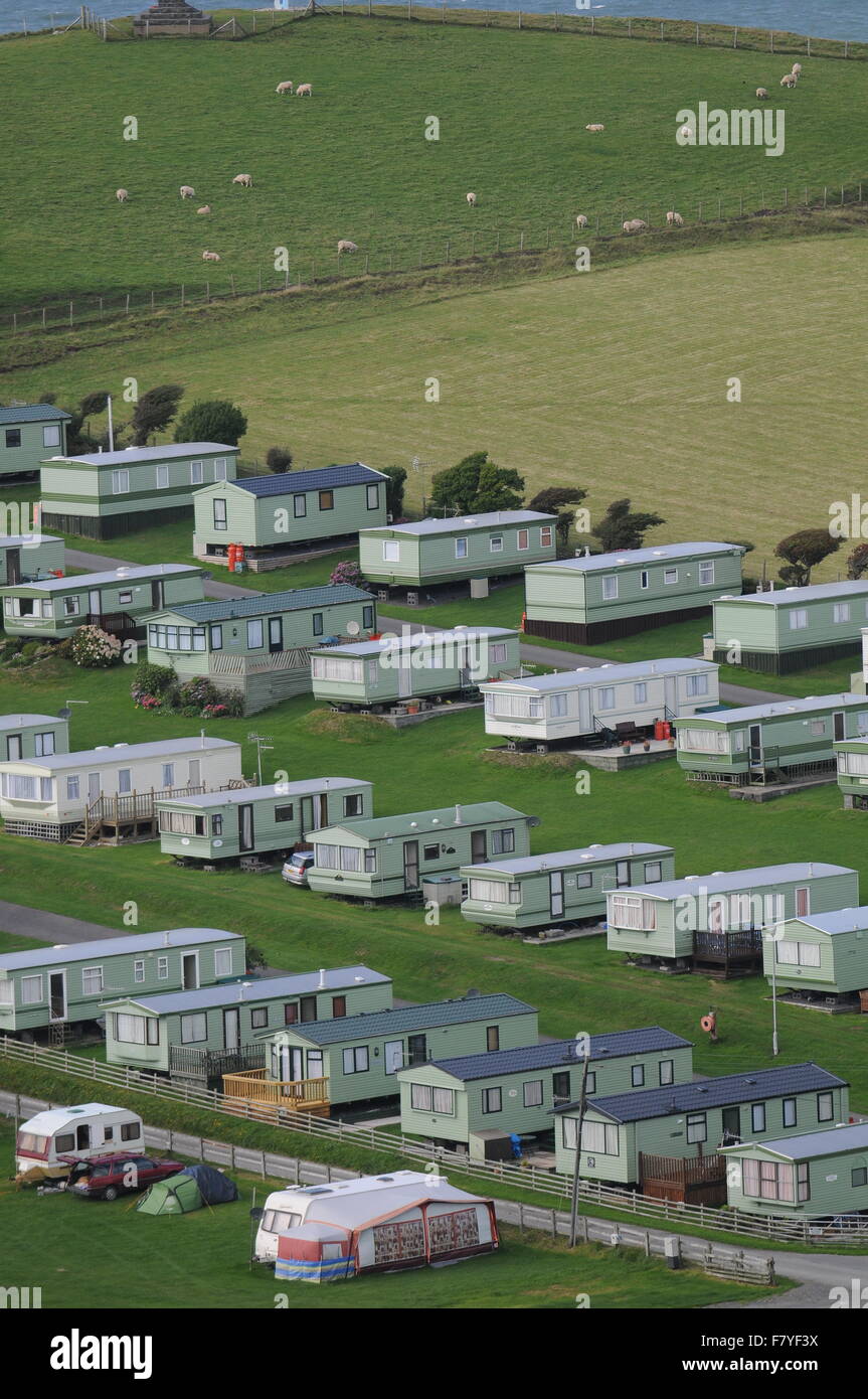 Holiday caravans near the coast at Borth near Ceredigion, Mid Wales. Stock Photo