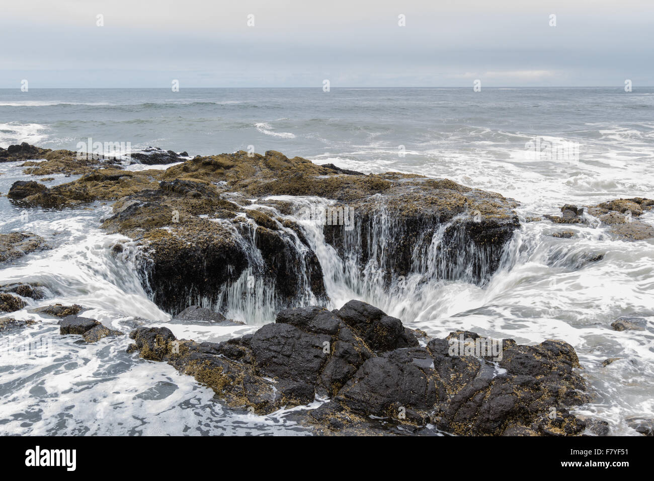 Thor's Well, a feature in the Oregon coast where the water seems to