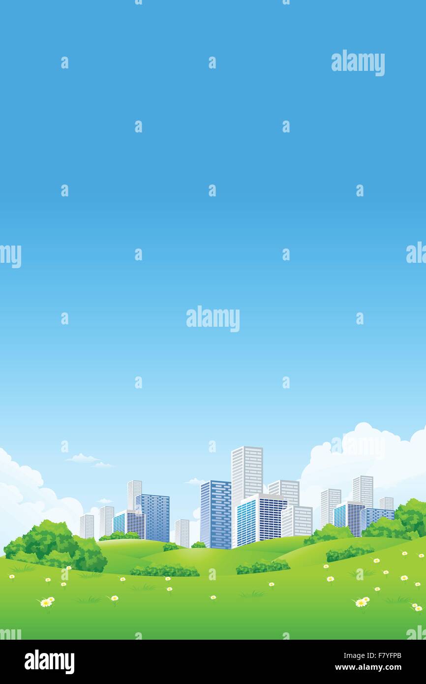 Green landscape with city Stock Vector Image & Art - Alamy
