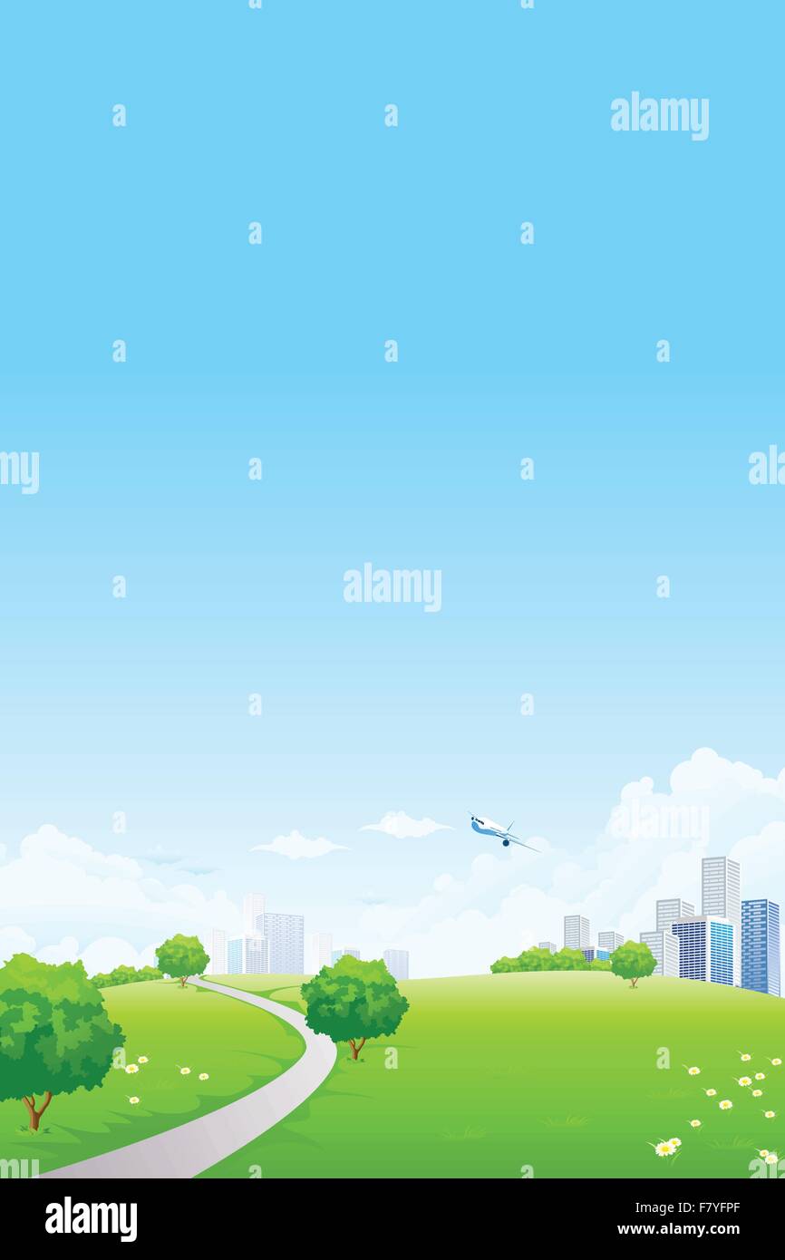 Green landscape with city Stock Vector Image & Art - Alamy