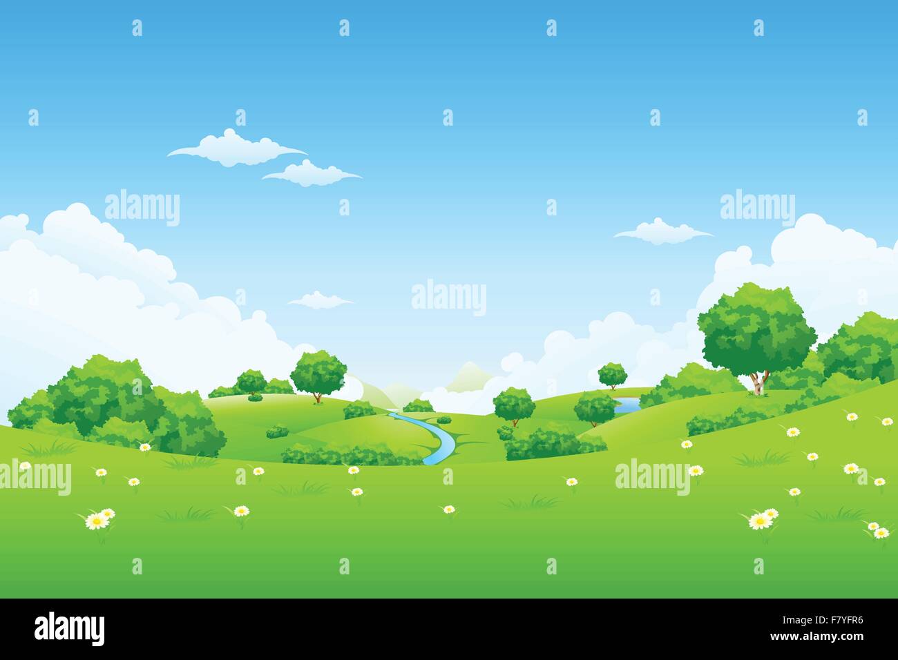 Green Landscape with trees Stock Vector Image & Art - Alamy
