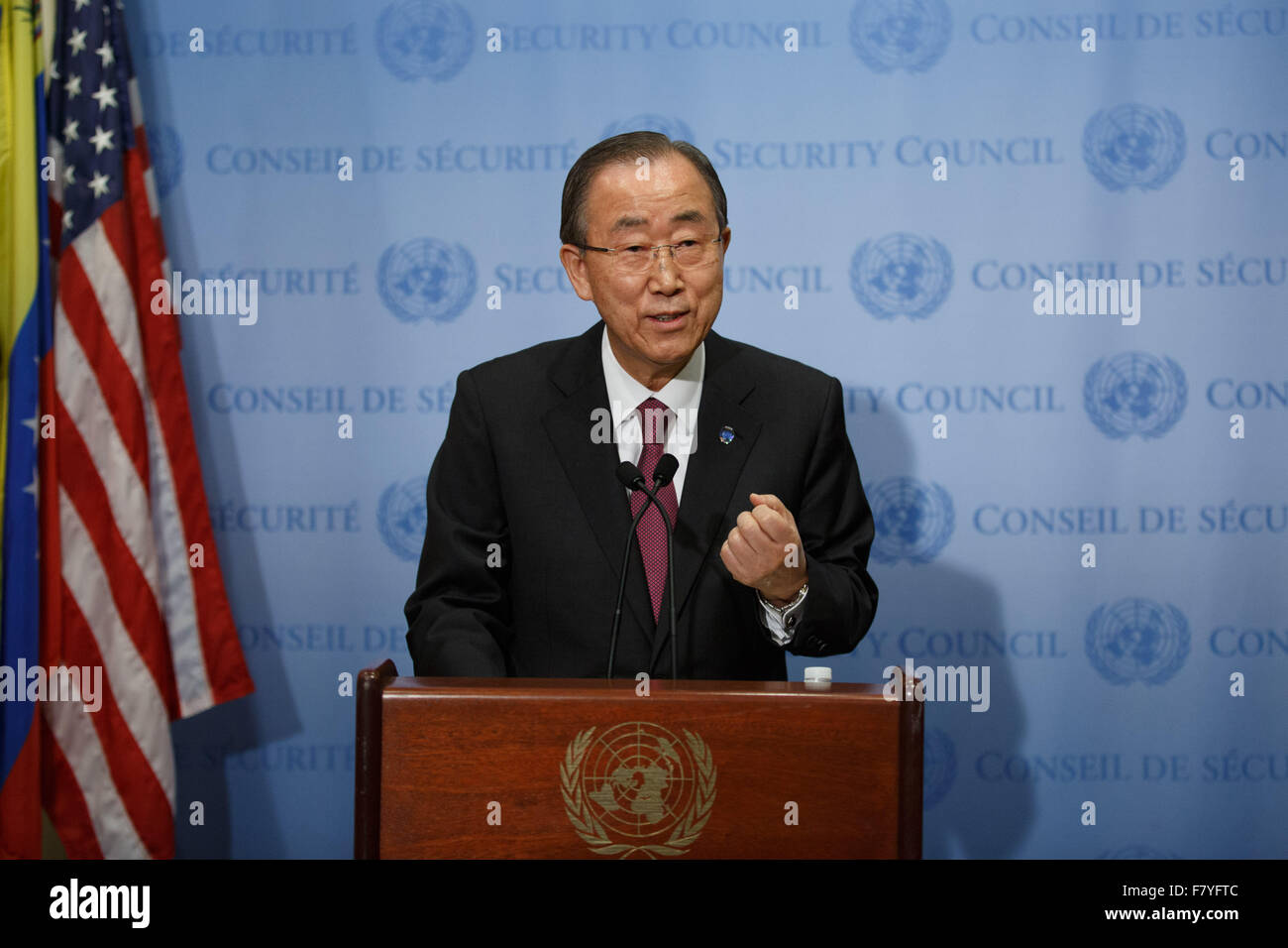 New York, USA. 3rd Dec, 2015. United Nations Secretary General Ban Ki ...