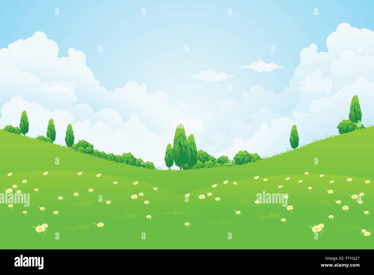 Green Landscape with trees Stock Vector Image & Art - Alamy