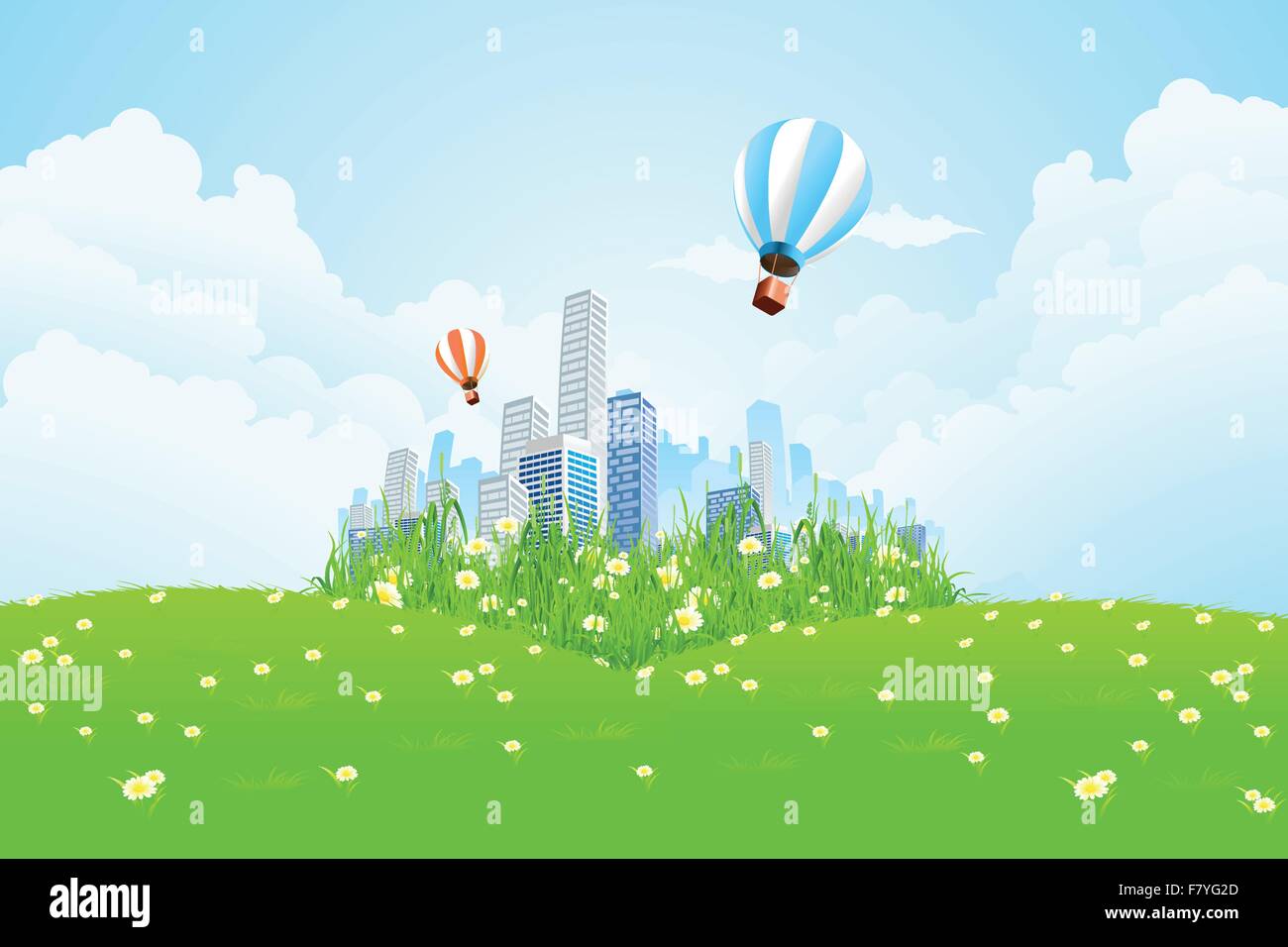 Green landscape with city Stock Vector Image & Art - Alamy