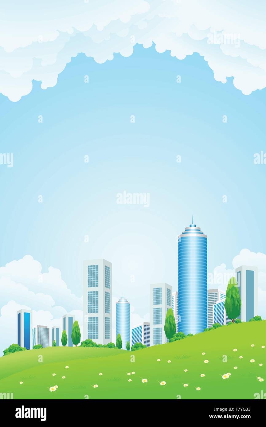 Green landscape with city Stock Vector Image & Art - Alamy