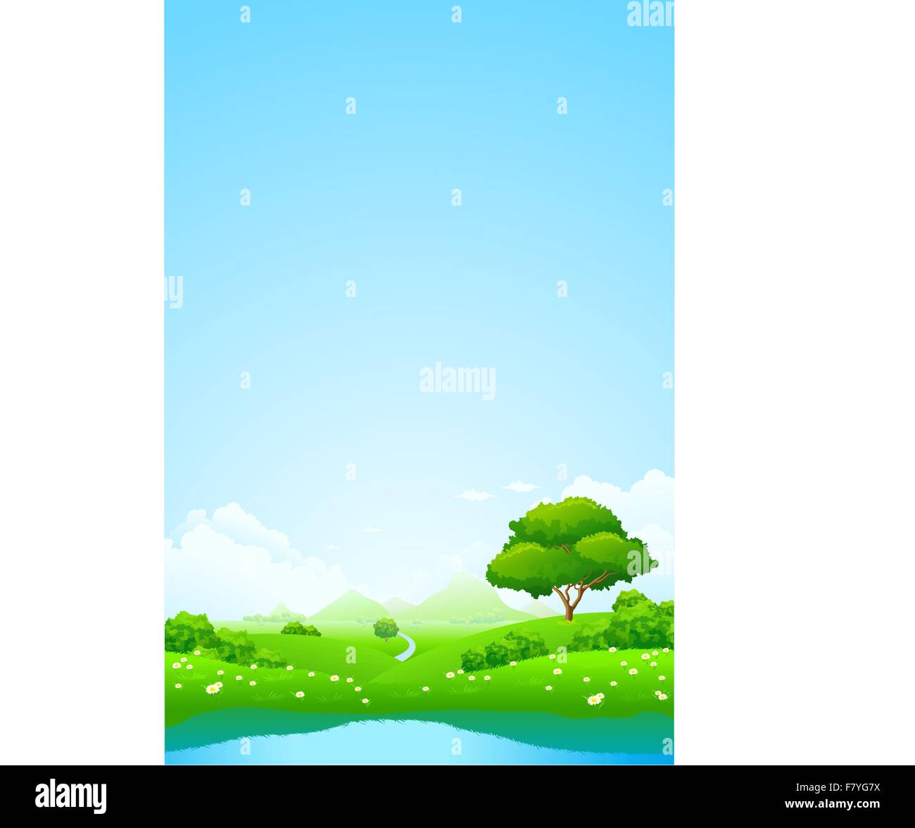 Green landscape with lake Stock Vector Image & Art - Alamy