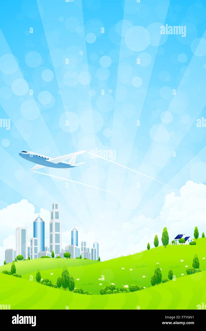 Green Landscape with City Stock Vector Image & Art - Alamy