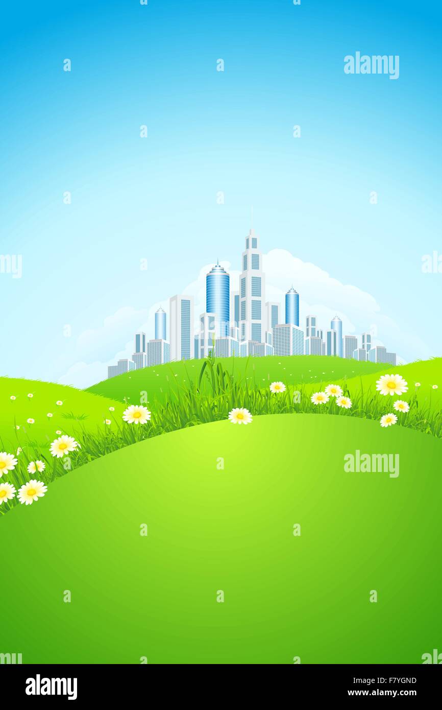 Green Landscape with City Stock Vector Image & Art - Alamy
